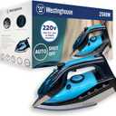 Westinghouse 220v Iron 2500 watts with Steam & Auto Shut Off 220  240 Volts 50/60 hz Bundle with Dynastar Plug Adapter (NOT for USA)