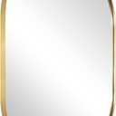 ANDY STAR Oval Bathroom Mirror, 20x33Oval Gold Mirror Stainless Steel Metal Frame Mirror for Bathroom, Entryway, Living Room, Contemporary 1" Deep Set Design Wall Mount Hangs Vertical or Horizontal