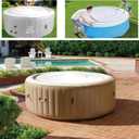 5.2 Ft Inflatable Hot Tub Cover, Round Hot Tub Cover, Energy Saving Lid for Round Hot Tub, Outdoor Inflatable Hot Tub, Foldable Protective Rain Overflow Cover for Outdoor Inflatable Hot Tubs