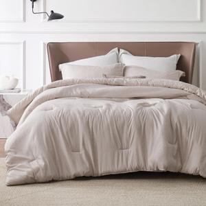 Bedsure California King Comforter Set - Warm Taupe Soft Bedding for All Seasons, Cationic Dyed Bed Set, 3 Pieces, 1 California King Size Comforter (104"x96") and 2 Pillow Shams (20"x36"+2") (04 - Oat Melange)