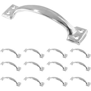 20 Pcs 4 Metal Door Handles Bow Handle, Large Door Pulls Vintage barn Door Handles for Furniture Cabinets Kitchen Drawer Dresser Gate - Rustic, Silver
