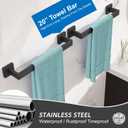 Towel Bar for Bathroom 20 Inch Matte Black Towel Holder 20 Inch Stainless Steel SUS304 Rustproof Towel Rack Modern Square Towel Rod for Bathroom Wall (1, Matte Black, 20 Inch)