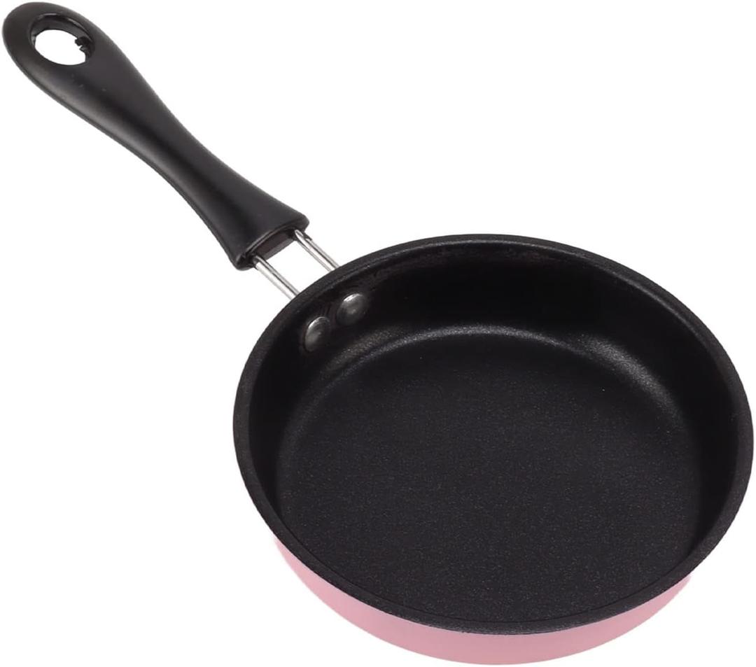 4.7inch Mini Frying Pan, Breakfast Small Fry Egg Pan with Long Handle, Stainless Steel Prevent Stick Induction Pot, Portable Camping Cooking Omelet Pan, Dishwasher ()
