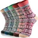 Wool Socks - 5 Pairs of Soft, Cozy, Warm Boot Socks for Women Crew Cozy Winter Sock