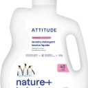 ATTITUDE Liquid Laundry Detergent, EWG Verified, HE Compatible, Plant-Based & Vegan, Natural Laundry Soap, Unscented, 40 Loads, 67.6 Fl Oz