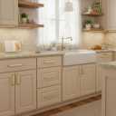 Alzassbg 10 Pack Brushed Gold Cabinet Handles, 3 Inch(76mm) Hole Centers Arch Modern Cabinet Pulls Kitchen Hardware for Cabinets AL3503MGP