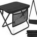 Portable Folding Camp Stool with Side Pocket, Lightweight Foldable Camping Stool for Adults, Backpacking Travel Fishing Stool Mini Chair, Compact Folding Seat with Storage Bag
