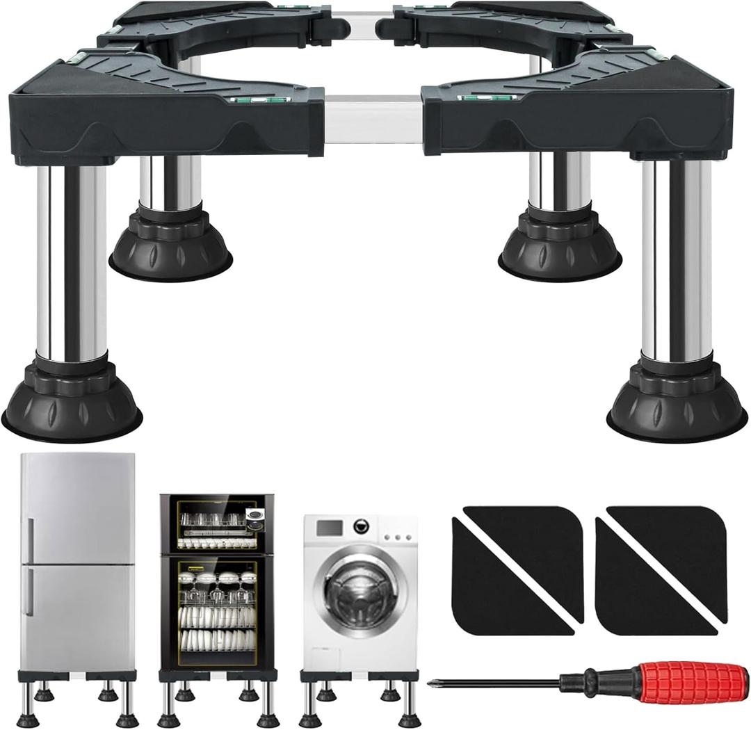 Mini Fridge Stand Heavy Duty Universal Adjustable Base (8.2"-9.2" Height) with 4 Strong Feet Ideal washer&dryer stand for 16-24" appliances Sturdy storage platform for small fridges & laundry machines