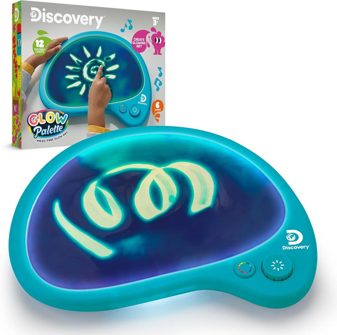 Discovery Mess-Free Glow Palette - Interactive Light-Up Art Pad with 12 Colors & Musical Play| Painting & Drawing Tablet| Travel Art Activity Kit| Arts & Crafts Toy for Kids Boys Girls Ages 4+