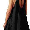 Women Casual Summer Dresses Sleeveless Crew Neck Backless Tunic Mini Dress Loose Flowy Tank Sundress with Pockets (Black, L)