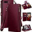 XcaseBar for iPhone 7Plus/8 Plus 5.5" Wallet case with Zipper Credit Card HolderRFID Blocking, Flip Folio Book PU Leather Phone case Shockproof Cover Women Men for Apple 7 Plus case Wine Red