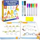 Preschool Learning Activities 60 Reusable Pages, Tracing Letter Number Handwriting Practice Book for Kids, Montessori Autism Educational Fine Motor Toddler Learning Toys for 3 4 5 Year Olds