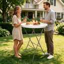 28in Folding Round Cocktail Table, Removable Legs White 2Pack