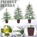 Cinnvoice Christmas 3ft 4ft 5ft Potted Pre-lit Twinkle LED Cypress Norfolk Artificial Christmas Tree, Faux Potted Plants with a Woven Basket Base for Front Porch Indoor Outdoor Decor(Cypress Tree)
