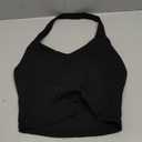 YEOREO Women's Halter Crop Top V Neck Workout Going Out Tank Top Hazel Padded Sleeveless Backless Trendy Summer Camisole (Large, Black)