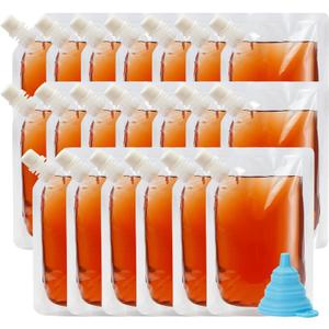 20 Pcs Liquor Flasks Cruise Pouch Reusable Sneak Travel Drinking Flask Concealable Alcohol Plastic Flasks bags with Funnel (8 oz)