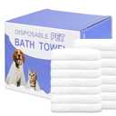 CHANHOO Disposable Pet Bath Towel,15 PCS Portable Pet Grooming Towels,11.8 x 21.6 inch Convenient Pet Cleaning Towel Pet Drying Towels,Absorbent Bath Towel for Small Dog Puppy Cat, White S
