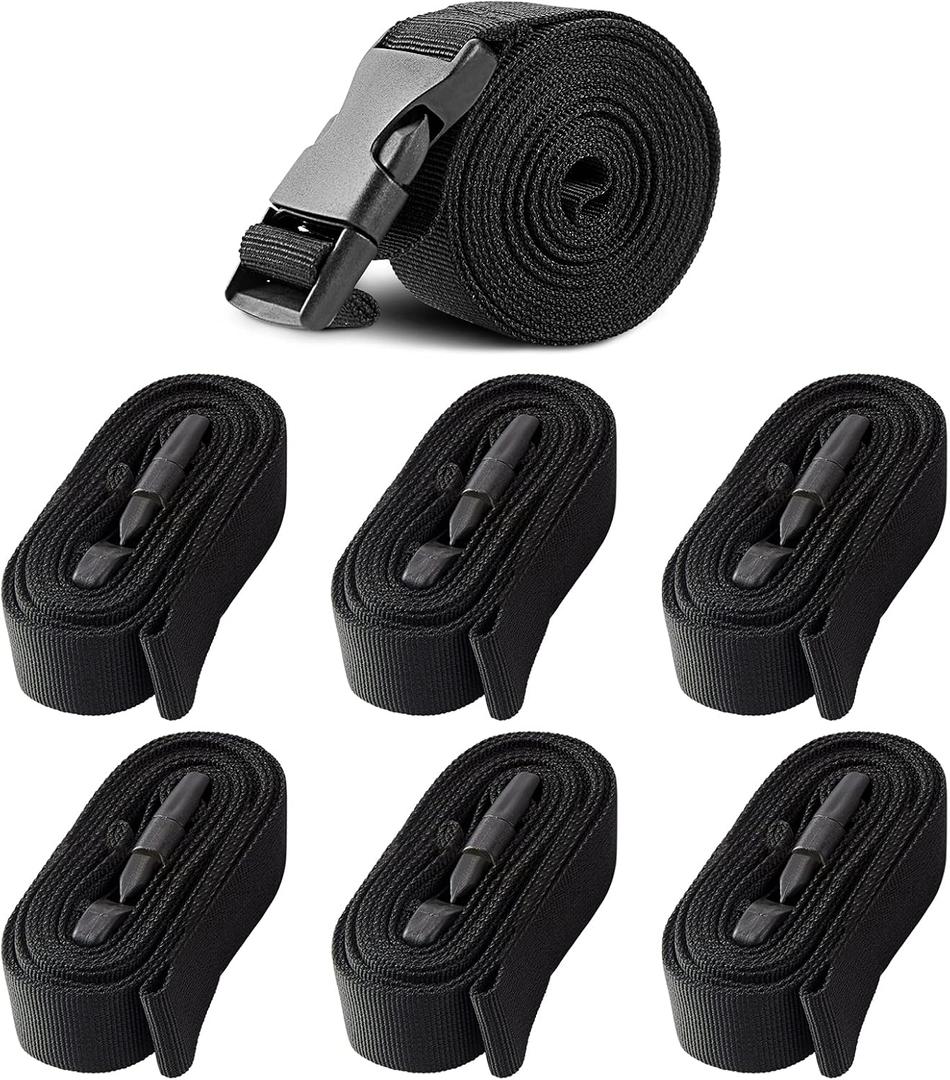 Solim Boat Cover Tie Down Straps, 6 Pack Heavy Duty Polyester Adjustable Boat Cover Straps with Quick Release Buckle, 1" W x 96 L Durable Trailerable Replacement Tightening Strap, Black