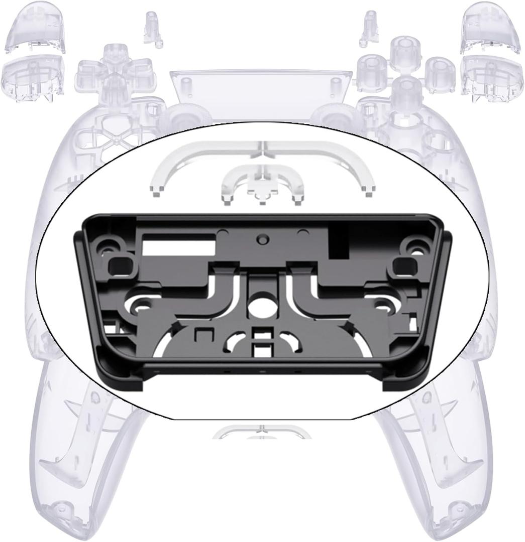 eXtremeRate Replacement Full Set Shell with Buttons Touchpad Cover, Custom Clear Decorative Trim Shell Front Back Plates Compatible with p 5 Controller BDM-030 BDM-040 BDM-050 Models