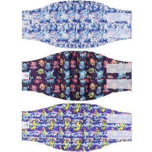 CuteBone Dog Diapers Male Belly Bands 3 Pack for Male Dogs Reusable Puppy Wraps DM65XS (XS(9"-11"))