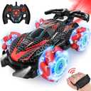 RC Stunt Car, Gesture Sensing RC Cars for Boys Girls, 2.4GHz 4WD Remote Control Car with 360 Rotating, Lights, Music, Spray, Toy Cars for Kids Age 6 7 8 9 10 11 12 Year Old Birthday Gifts (Red)