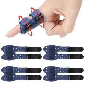 Trigger Thumb Splints, Finger Splint for Broken/Straightening/Arthritis, Breathable Thumb Brace for Thumb/Middle/Ring/Index/Pinky Finger, Blue, Short, 4pcs