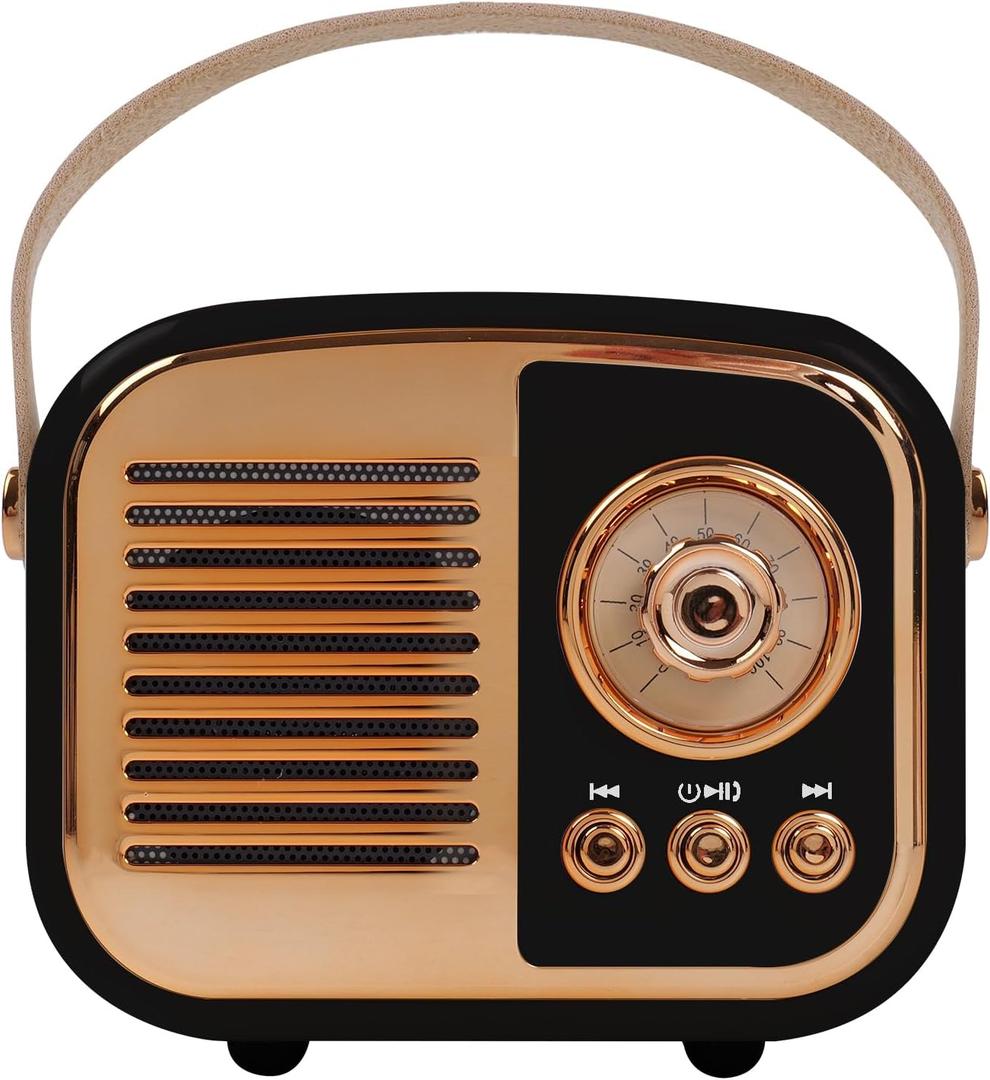 Retro Bluetooth Speaker, Vintage Wireless Speaker,Portable Mini Radio Old Fashion Style for Room Decor Kitchen Desk Bedroom Office,Supports TWS Pairing for iPhone,Android Devices (Black)