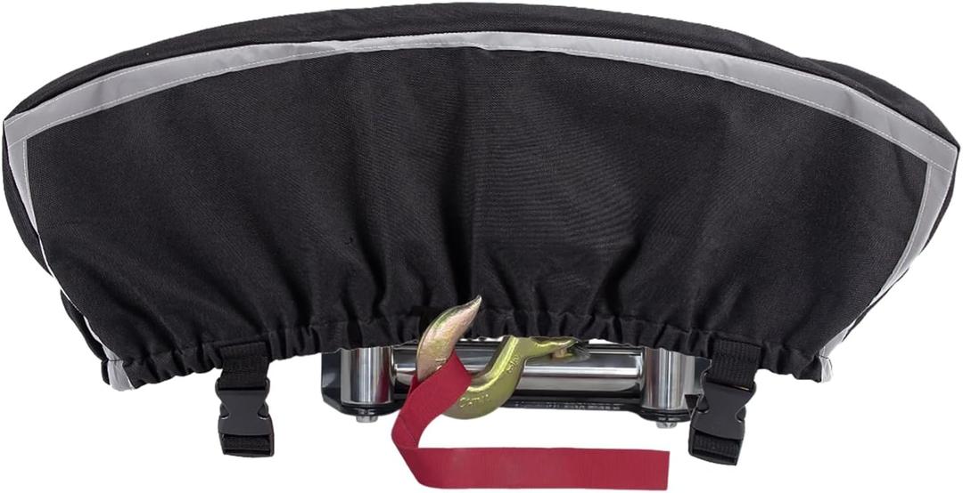 Badlands Winch Cover 12000 Lb Waterproof, winch accessories, High Durability Heavy Duty Oxford Fabric Dust Prevention Sunproof with Reflective Ribbon for Electric Winch (Black) (Standard)