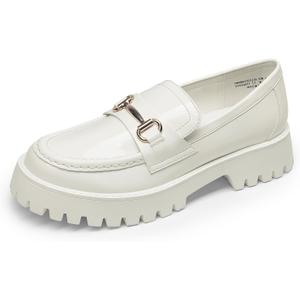 DREAM PAIRS Loafers for Women Platform Chunky Penny Loafer Slip On Casual Dressy Business Shoes with Arch Support (7.5, White)