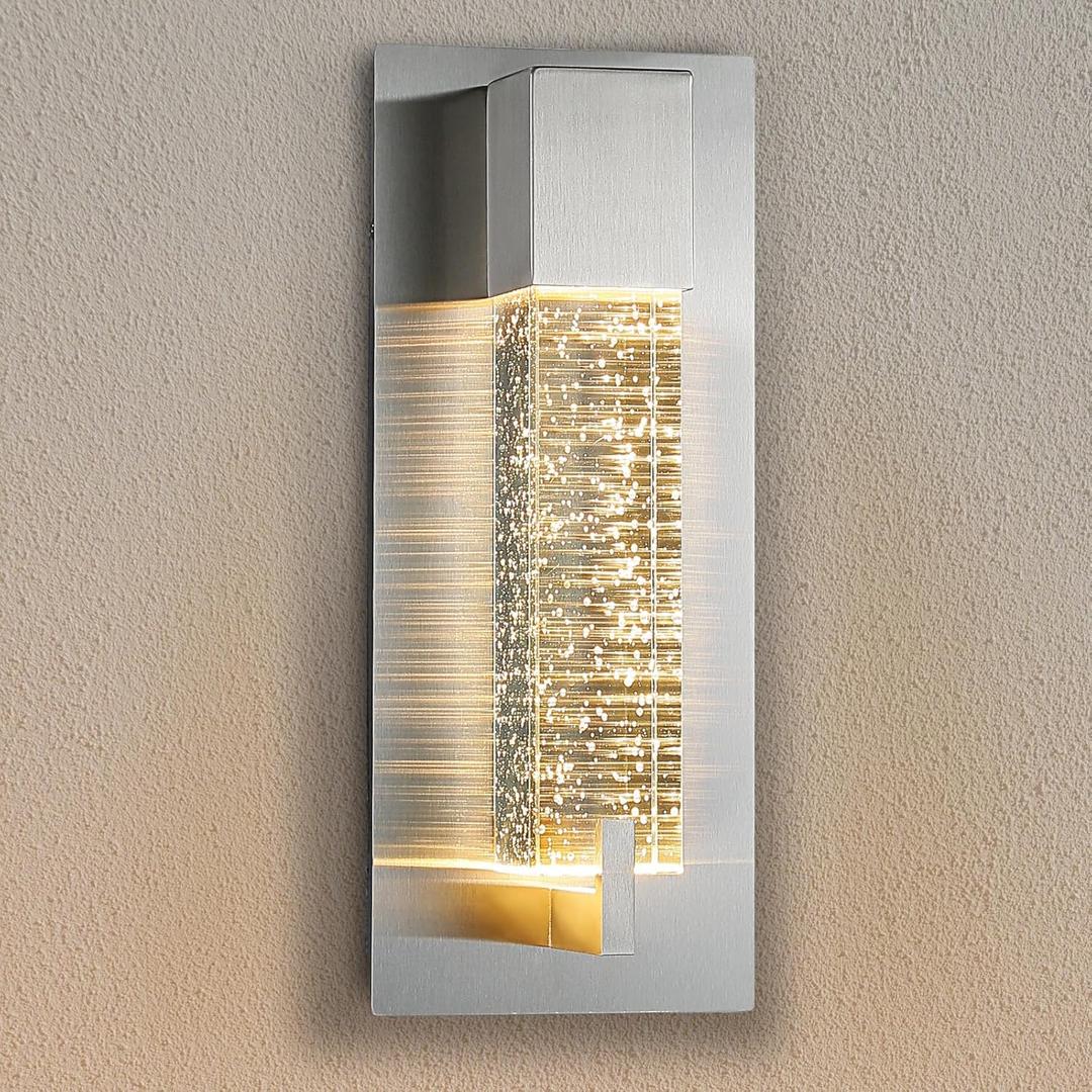 WOSHITU LED Wall Sconce Light: 11 Inch Nickel Modern Sconces Wall Lighting 3000K Dimmable Crystal Wall Lamps Indoor Bathroom Sconce Wall Mount Light Fixtures for Living Room/Bedroom/Hallway