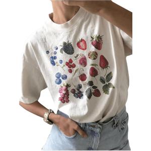 SOLY HUX Women's Y2k Graphic Tees Crew Neck Short Sleeve Casual T Shirt Tops (Large)