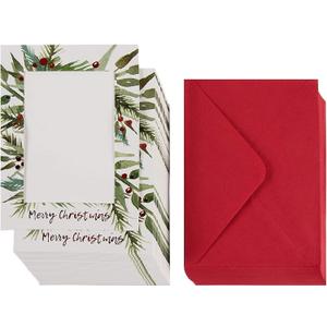 Sustainable Greetings 36-Pack Christmas Photo Card – Red Foil Photo Holder Sleeve, Holiday Photo Frame with Envelopes, Holds 5 x 7 Inches Inserts
