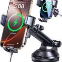 Coolpow Wireless Car Charger,15W Fast Charging for iPhone Wireless Charger【Military-Grade Stabilizing Arm Clamp】360° Adjustable Phone Holder Mount Car Phone Mount Charger for iPhone and Samsung Galaxy