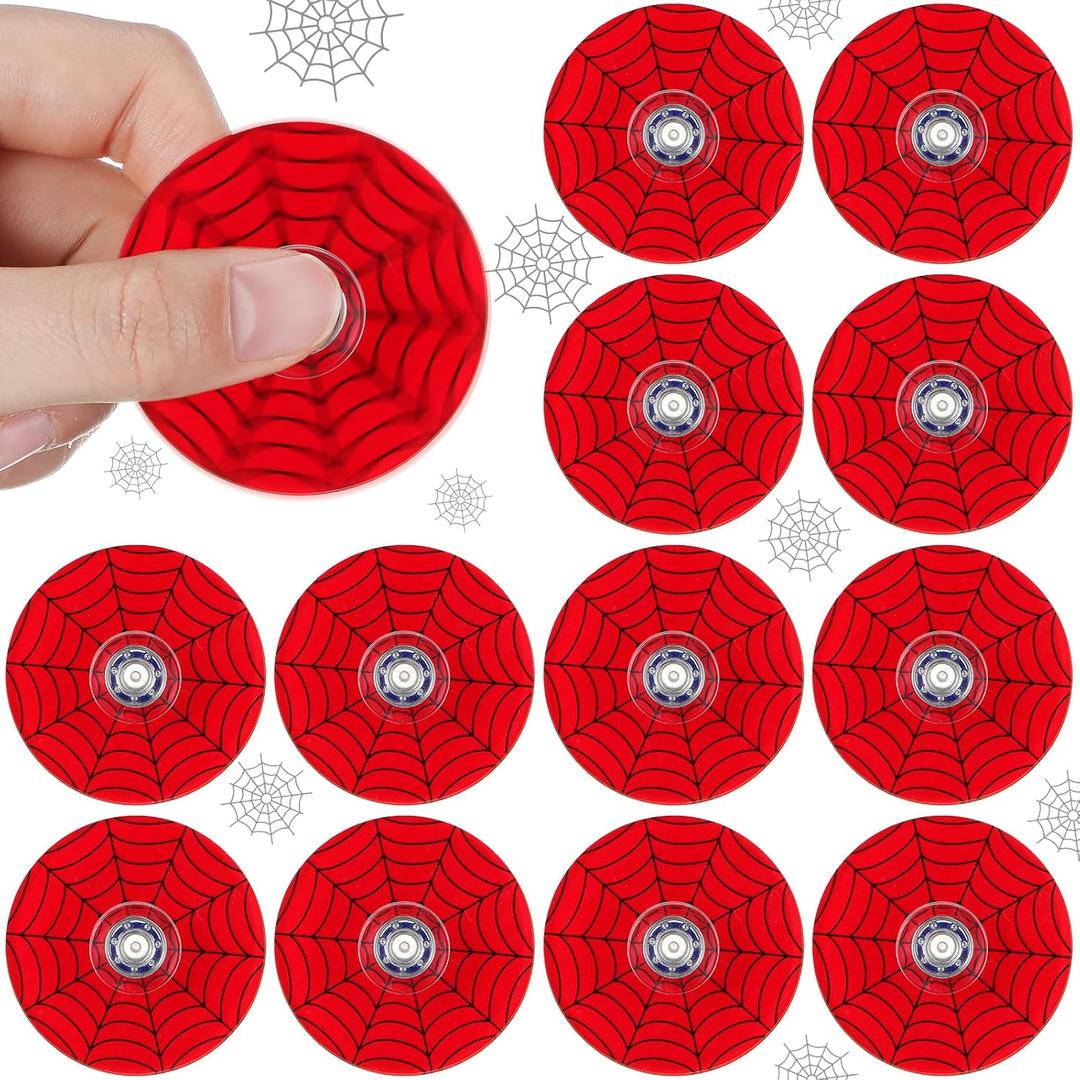 Sotiff 12 Pcs Spider Web Fidget Spinners Bulk, Mini Fidget Toys, Spider Web Birthday Party Favors, Goodie Bags Stuffers, Party Games, Rewards Carnival Prizes