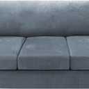 H.VERSAILTEX Sofa Cover 4 Piece T Cushion Sofa Slipcovers Thick Velvet Couch Cover Furniture Protector Stretch Sofa Covers for 3 Cushion Couch with 3 Individual Covers Washable, Stone Blue