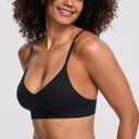 Zorwea 3/6 Pack V Neck Bralette for Women, Lightweight Wireless Comfort Padded Lounge Bra Set for Everyday Wear Sleep, Medium, Black-white-lightnude