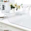 NECAUX Custom 18 x 64 Inch Frosted Table Cover Protector, 1.5mm Thick Plastic Waterproof Heavy Duty Table Pad Desk Mat Desk Protector for Computer Writing Desk, Console Table, Media Stand, Countertop