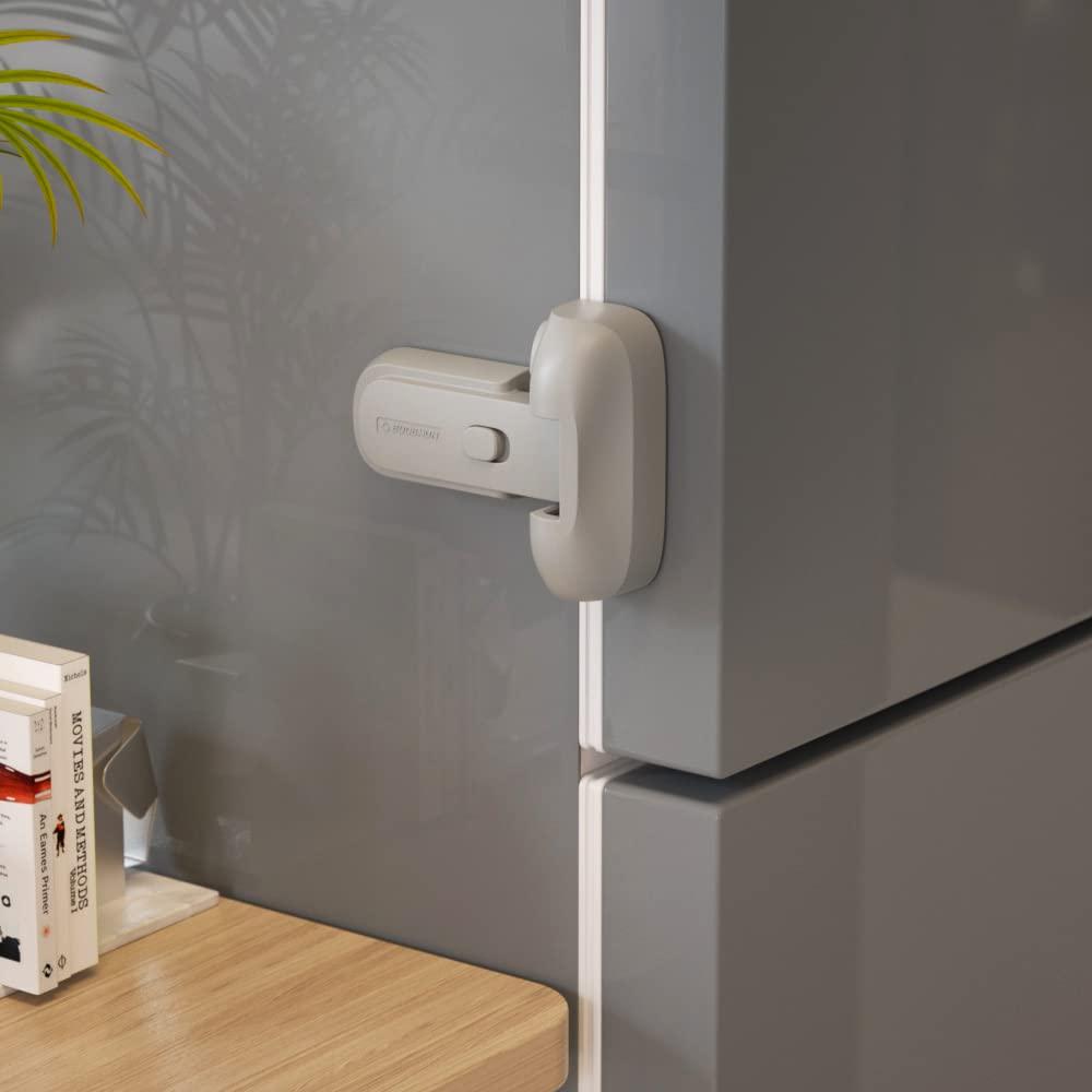 Mom's Choice Gold Awards Winner - EUDEMON 1 Pack Updated Child Proof Refrigerator/Fridge/Freezer Door Lock Apply to Max 1"(25mm) Sealing Strip for Toddlers and Kids, no Tools Need or Drill (Grey) (Gray)