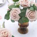 Floroom Artificial Flowers 25pcs Real Looking Nude Foam Fake Roses with Stems for DIY Wedding Bouquets Bridal Shower Centerpieces Floral Arrangements Party Tables Home Decorations