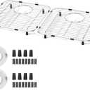 2Pack Sink Protectors13.1" x 11.6" x 1"Metal Sink Protectors for Kitchen SinkSink Grate with Rubber FootSliver Kitchen Sink Grate for Kitchen, Bathroom Sinks