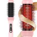 DORISILK Infrared Thermal Hair Brush for Sleek, Shiny Hair1.5inch Thermal Round Brush for Blowout LookHeated Round Brush for Curling and StraighteningDual Voltage for Travel Using (Pink)