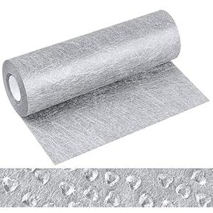 Silver Table Runner with 150pcs Heart Rhinestones, 1181 x 9 '' Long Table Runners, 23*0.23m Runner for Tables, DIY Gift Floral Wrapping Silver Fabric for Wedding, Christmas, Party Decorations