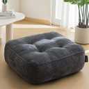8" Washable Floor Pillow Cushion for Adults, Meditation Cushion Pillow, Large Square Floor Sitting, Removable Tufted Corduroy Cover, for Tatami Living Room or Yoga, 22x22 Inch, Machine Washable (8" Thick(Pack of 1), Dark Grey)
