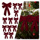 LaRibbons 12 Pack Burgundy Velvet Christmas Bows, 13" x 9" Large Decorative Bows for Wreath, Tree, Garland & Holiday Decor, Indoor Outdoor Christmas Decorations