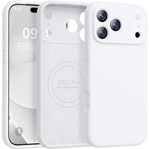 Magnetic for iPhone 17 Pro Max Case [Compatible with Magsafe] [Premium Silicone Satin-Smooth Touch] Slim Shockproof Anti-Scratch Microfiber Lining Case, 6.9 inch, White