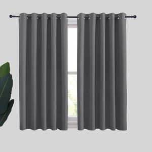 NICETOWN Grey Blackout Curtain Panels for Bedroom, Thermal Insulated Grommet Top Blackout Draperies and Drapes for Basement (2 Panels, W70 x L54-inch, Grey)