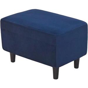 Stretch Ottoman Covers, Velvet Ottoman Slipcover Rectangle Storage Stool Cover Footstool Slipcover for Living Room Furniture Protector (Dark Blue)