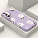 LEECG for Samsung Galaxy S21 FE Case, Floral Creative Sides Fashionablee Designs Soft Silicone Slim Phone Cover for Samsung S21 FE, Daisy Purple