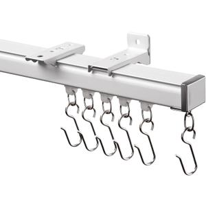 Silent Ceiling Curtain Track with Wall Mount, 6ft-9ft, White
