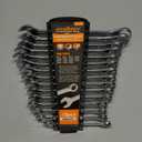 HORUSDY 15-Piece Metric Wrench Sets, Premium Combination Wrench Set Metric 8-22mm, Max Torque, 12-Point, Chrome Vanadium Steel, with Storage Rack